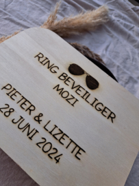 Houten koffertje ringbeveiliger
