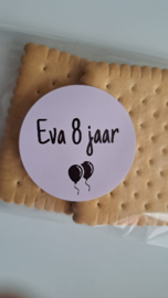 Traktatiesticker  | Met naam en leeftijd | Ballonnen
