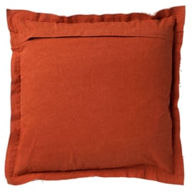 BURTO - Sierkussen 45x45 cm - gewassen katoen - Potters Clay - oranje