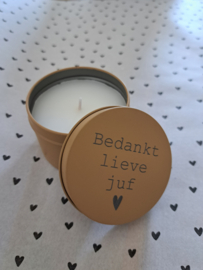 Blikgeurkaars | Beige | Bedankt lieve juf