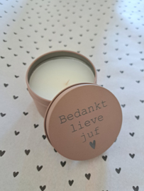 Blikgeurkaars | Taupe | Bedankt lieve juf