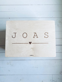 Gegraveerde bewaarbox | Hartstreep | Met naam