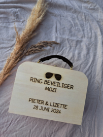 Houten koffertje ringbeveiliger