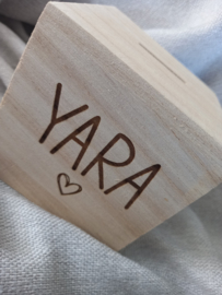 Houten spaarpot | Met naam | Hartje
