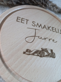 Eetplankje met naam - raceauto