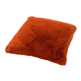 ZAYA - Sierkussen 60x60 cm - bontlook - effen kleur - Potters Clay - oranje