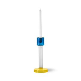 Bole candleholder large | blauw + geel