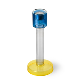 Bole candleholder large | blauw + geel