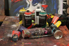 PAKKET 4 LESSEN - ONLINE CURSUS - [Beginners] TEKENEN MET ACRYLVERF EN SPUITBUSSEN - "WINE-STYLE" [