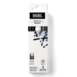 PAINT MARKER - ACRYLIC MARKER SET 3X 2-4MM MONOCHROMES