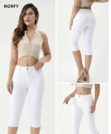 Norfy 3/4 capri jeans met push up effect wit