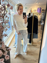 Toxik 21299 wide leg high waist met dubbele knopen design -grijs