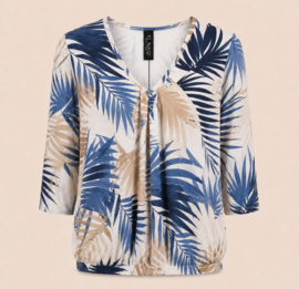 IZ NAIZ V-hals blousetop  blad blue 3418