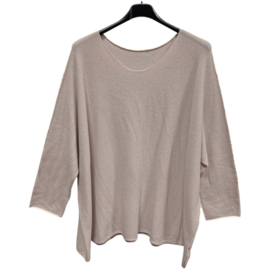 Oversized fijn gebreide trui - beige