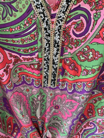 Travel top met steentjes - fuchsia