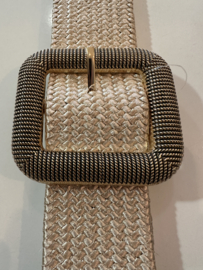 Riem met stretch en metalen gesp - beige