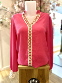 Musthaves v-hals blouse  Silvie-  roze