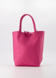 Echt leren mini shopper fuchsia