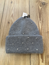 Muts met strass grijs