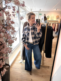 Blouse/Jasje met ruitpatroon navy