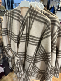 Poncho ruit ecru