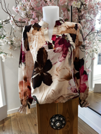 Vera Jo blouse flower choco/ fuchsia