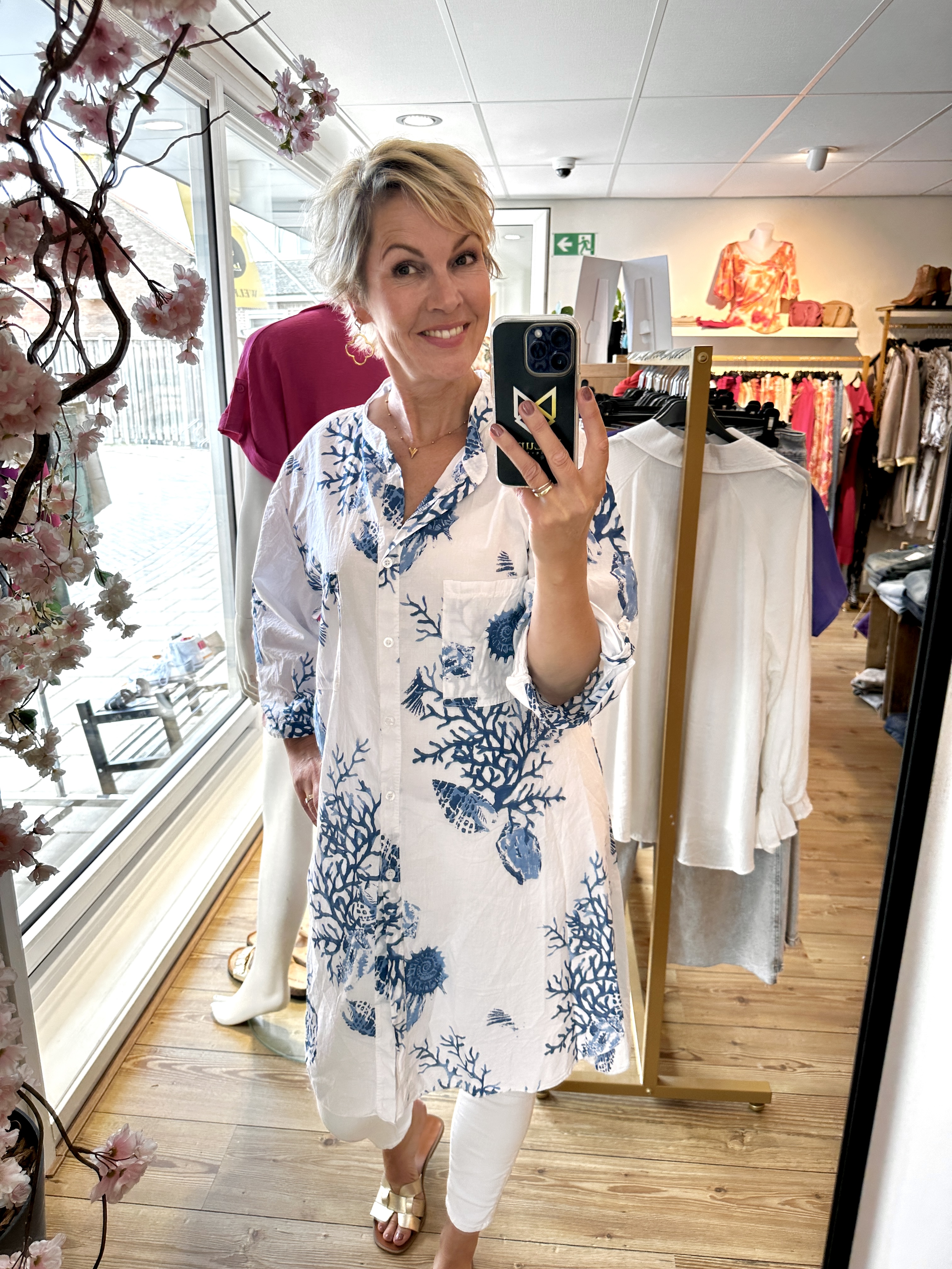 IZ NAIZ 1665 Blouse 100% katoen Coral Blue
