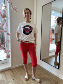 Norfy 3/4 capri jeans met push up effect rood