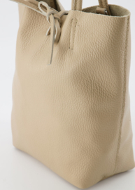 Echt leren mini shopper Taupe