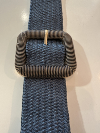 Riem met stretch en metalen gesp - jeansbleu