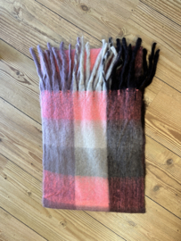 Blokprint sjaal  (roze, grijs,zwart)