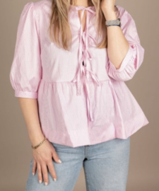 Ambika blouse met strikjes roze/wit