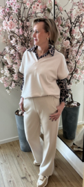 IZ NAIZ V-hals shirt met kapmouw zand - 11323