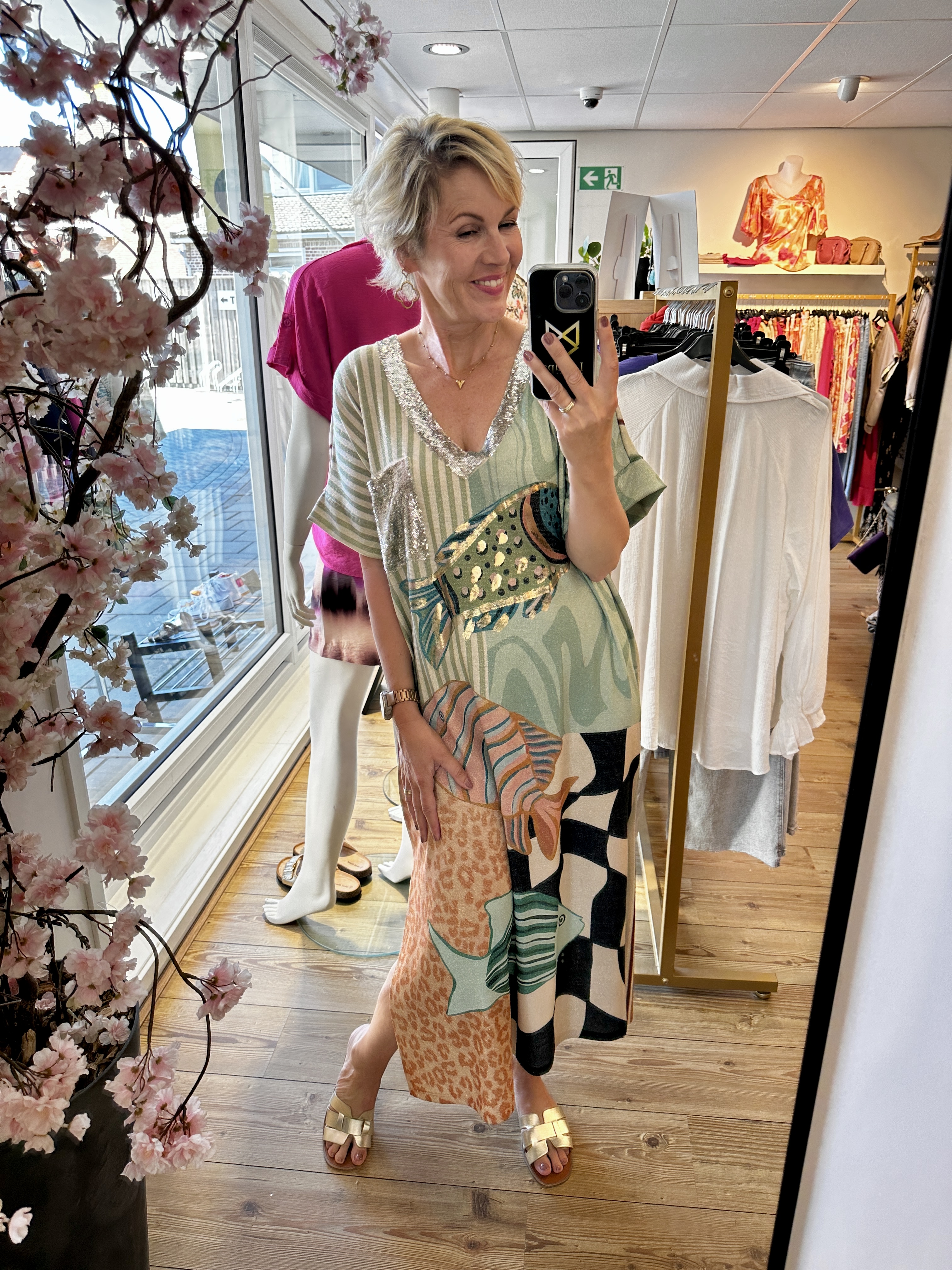 Viscose jurk Fish