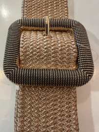 Riem met stretch en metalen gesp - goud
