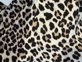 Cashmere top met  boothals en lange mouw - leopard beige