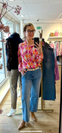 Musthaves by Elja travelblouse Feline oranje/roze