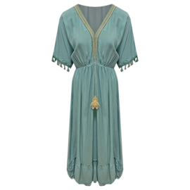 Lange Boho jurk met glimmende details new green