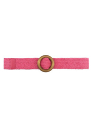 Riem met stretch en houten gesp roze