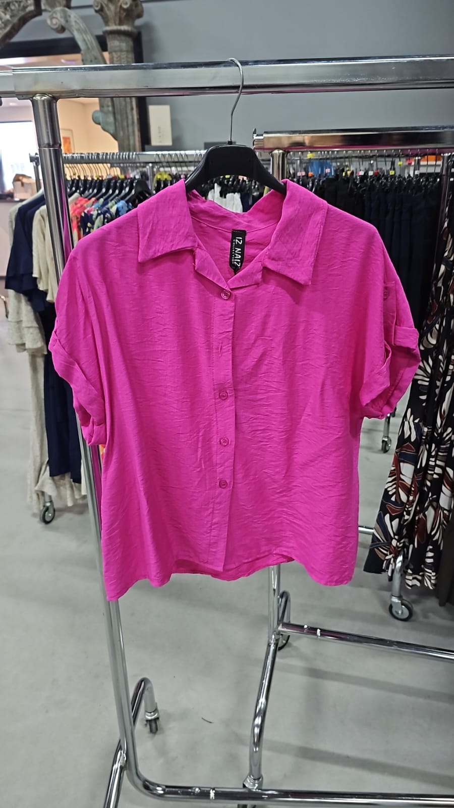 IZ NAIZ  viscose knoopblouse 10950 fuchsia