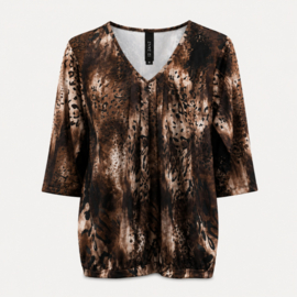 IZ NAIZ V-hals blousetop  leo brown 3418