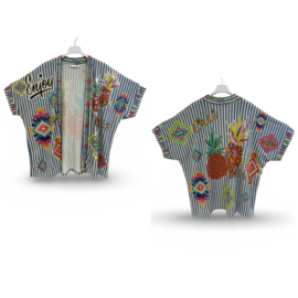 Fijn gebreid vest met lurex en ananas print