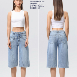 Hello Miss HM912 Bermuda short met dubbel band detail en stretch