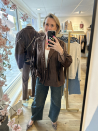 Westernjasje met franjes & studs - bruin