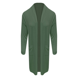 Lang fijngebreid vest  - army