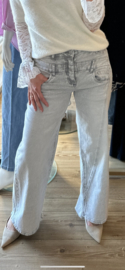 Toxik 21299 wide leg high waist met dubbele knopen design -grijs