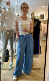 Wijde denim pantalon met touwsluiting