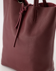 Echt leren mini shopper bordeaux
