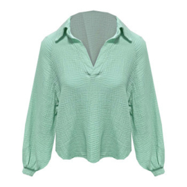 Oversized wafelblouse - Mint