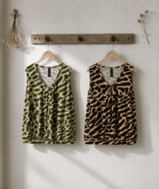 IZ NAIZ V-hals top zebra groen 3382